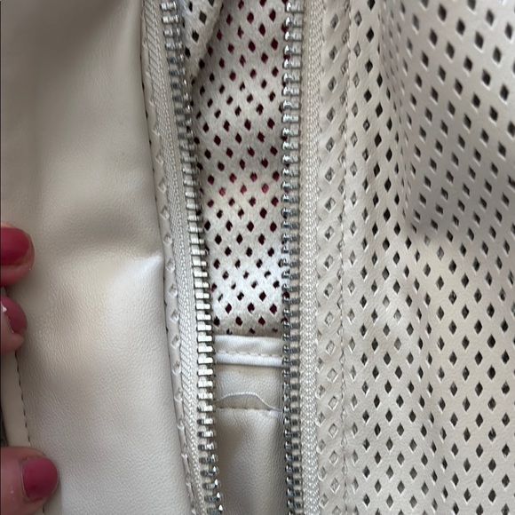 Anthropology Blank NYC Cream Faux Leather Jacket Stand-Up Collar Medium - Picture 6 of 6